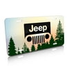 Jeep Grill Logo Green Forrest Sillhouette Graphic Aluminum License Plate