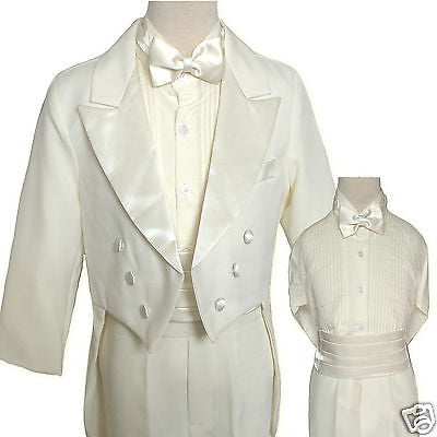 NEW Boy Wedding Baptism Recital Formal Party Tuxedo Suit size 14 16 18 20 Ivory 