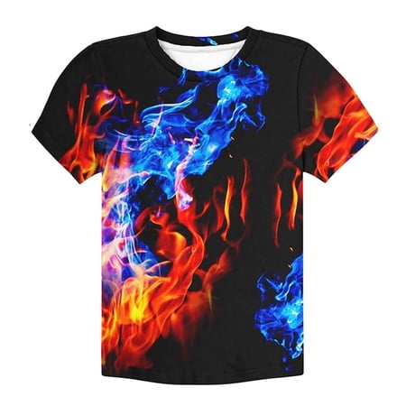 Boys Tshirts Graphic Print Crew Neck Short Sleeve Breathable Tops for Casual Wear Boys Tops Tees Shirts Orange 9 Years-10 Years