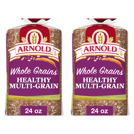 Arnold Whole Grains Healthy Bread 24 oz Soft Multi-Grain Multigrain Bread Bag (Pack of 2)