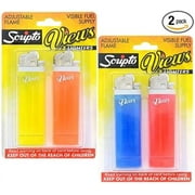 Scripto Views Adjustable Lighters 4-Pack (Colors May Vary)