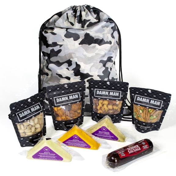 Damn Man Charcuterie Meat and Cheese Gift Bag 8 Gourmet Snacks 1-Count 2.13 lbs