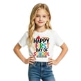 thumbnail image 4 of Curuila Toddler Child Girls Tshirt Short Sleeve Letter Print Crew Neck Tops For Girls Everyday Wear Soft Casual Tee Size 4-5 Years, 4 of 4