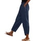 thumbnail image 1 of Pantalones de Cintura Elástica para Mujeres Casual Bolsillos de Poliéster de Color Sólido Pantalones de Lino Mujeres Verano para las Vacaciones Al Mar Y el Uso Diario, 1 of 9