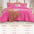 thumbnail image 3 of Sasttie Full Comforter Set Hot Pink, 3 Piece Solid Bedding for All Seasons, Soft and Breathable Down Alternative Bed Set with 2 Pillowshams, 3 of 9