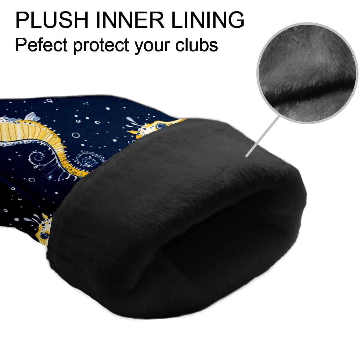Golf Club Covers PU Leather Waterproof Head Covers for Fairway Woods Hybrids Golden Seahorse