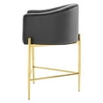 thumbnail image 6 of Tufted Counter Stool Chair, Set of 2, Velvet, Metal Steel, Dark Grey Gray, Modern Contemporary Urban Design, Bar Pub Cafe Bistro Hotel Restaurant Hospitality, 6 of 9