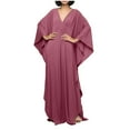 thumbnail image 2 of TMOYZQ Caftans for Women Solid Color Chiffon Plus Size Kaftan Dresses Beach Cover Up V Neck Batwing Sleeve Caftans Loungewear, 2 of 6