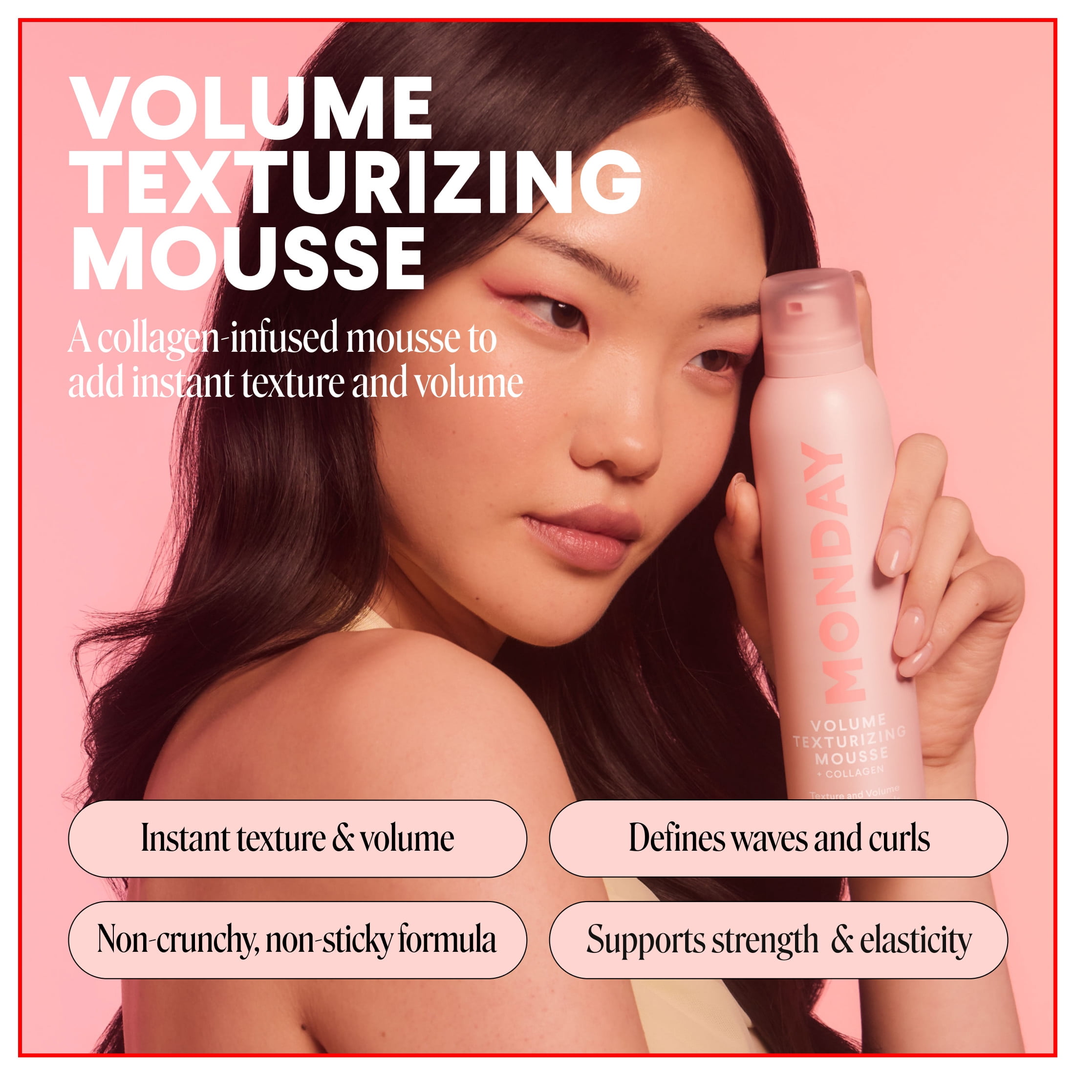 MONDAY Haircare VOLUME Texturizing Mousse with Hydrolysed Collagen – for Instant Texture & Volume, 7 oz