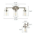 thumbnail image 6 of Better Homes & Gardens 22" Contemporary 3-Head Vanity Light, Satin Nickel Finish Clear Glass Shades, 6 of 10