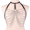 thumbnail image 4 of Accesorios de cadena de cuerpo de metal cinturón de arnés gótico mujeres niñas Punk moda cadena de pecho en capas nocturno juego Yinane cadena de pecho, 4 of 7