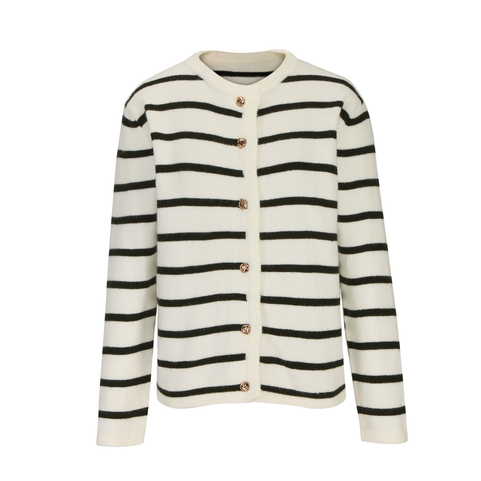 Ofreoo Women's Winter Casual Striped Knitted Cardigan Long Sleeve Button Jacket Top Cardigan Sweaters for Women Great Gifts for Less
