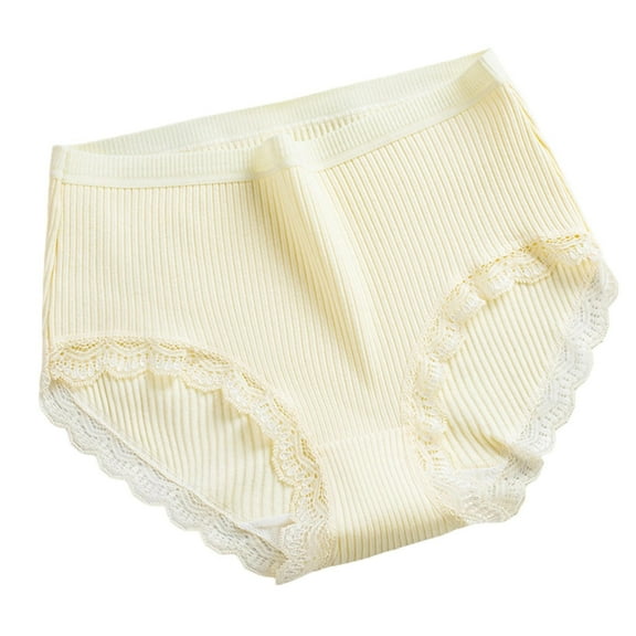 Rohuuque Women's Cotton Underwear Lace Trim Hipster Panties Soft Moisture Wicking Bikini Briefs Comfort Underwear Beige