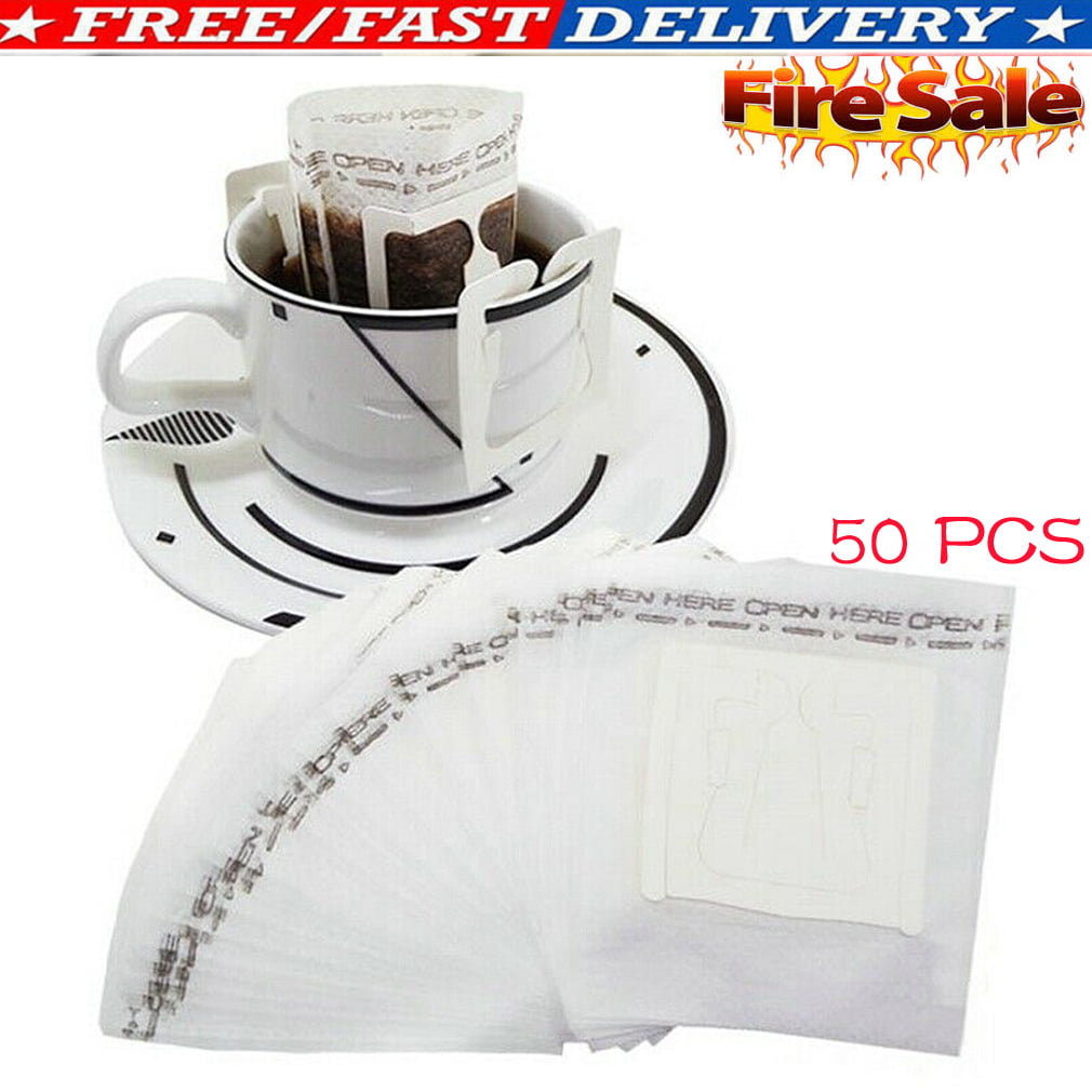 50Pcs Disposable Hanging Ear Drip Coffee Filter Bag Single Serve Home Travel 
