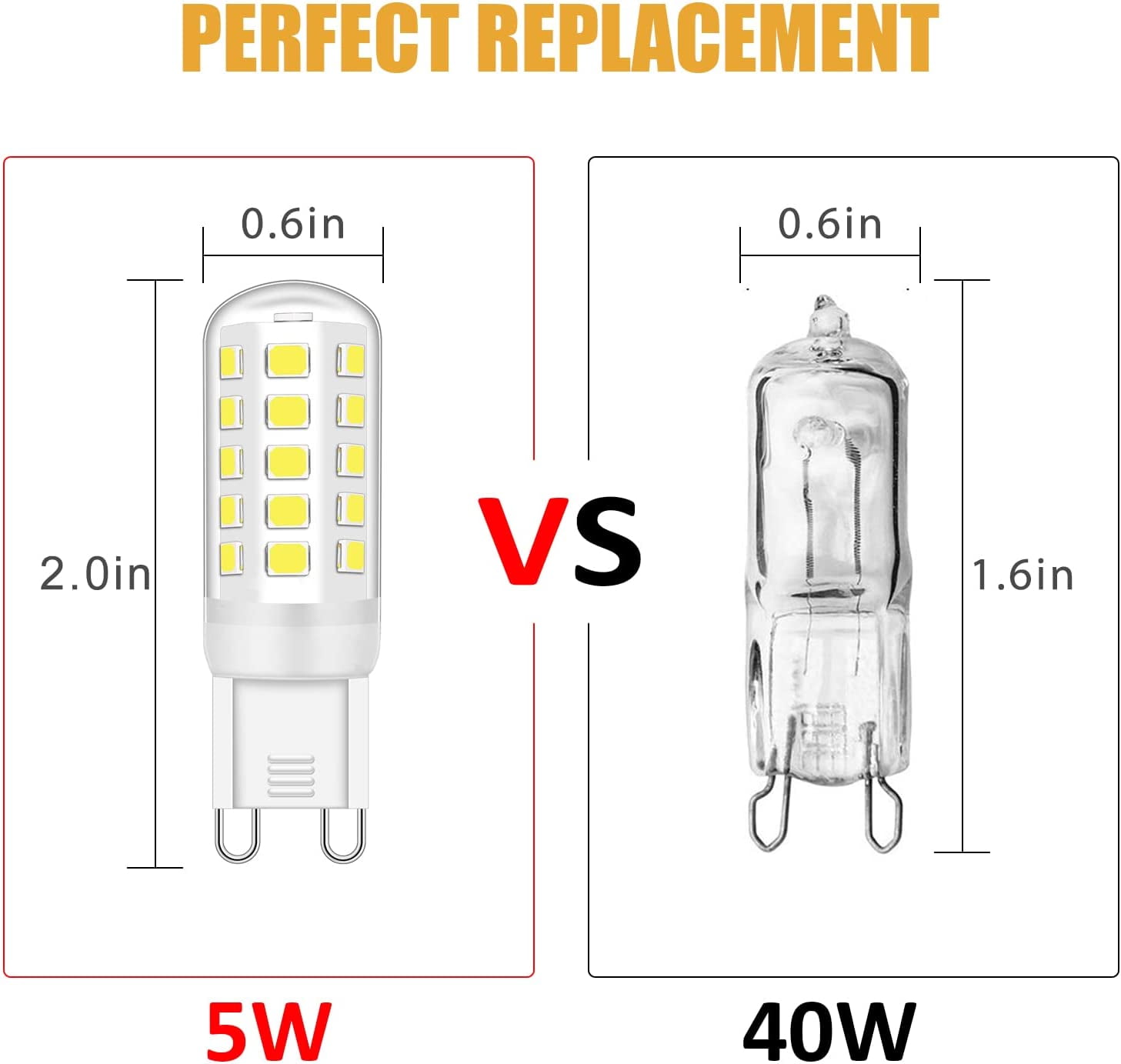 Koordinere Biskop Interesse G9 LED Bulb 5W Equivalent to 28W 33W 40W Halogen Bulbs, T4 G9 Led Bulb  Daylight White 6000K, G9 Socket Bi Pin Led Lamp, No Flicker, Non Dimmable,  CRI 85, AC 120V,5