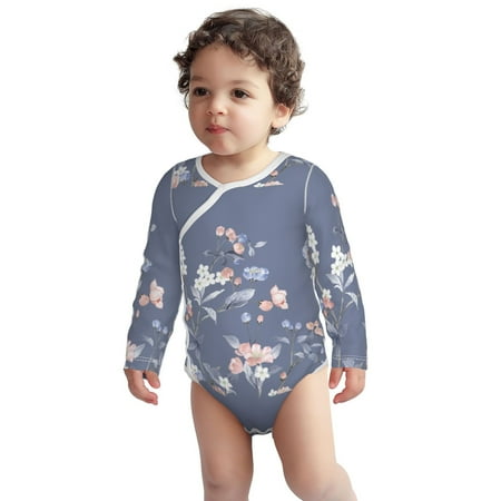 

Fotbe Watercolor Flowers Butterfly Pattern Unisex-baby Long-sleeve Bodysuit Long Sleeve Bodysuits One-piece 100% Organic Cotton for Infant Baby Boys Unisex-18 Months