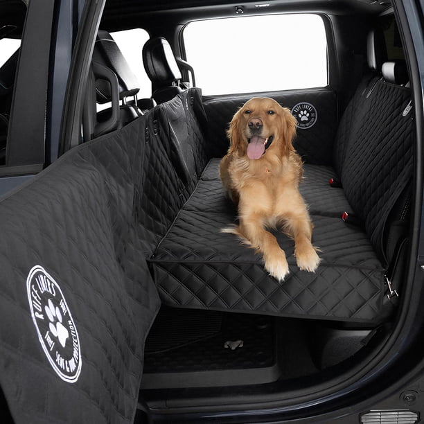 Ruff Liners Extensor de asiento trasero para perros con protección de puerta – Extensor de asiento de fondo duro resistente – Funda impermeable para asiento de coche para perros – Lavable a máquina co