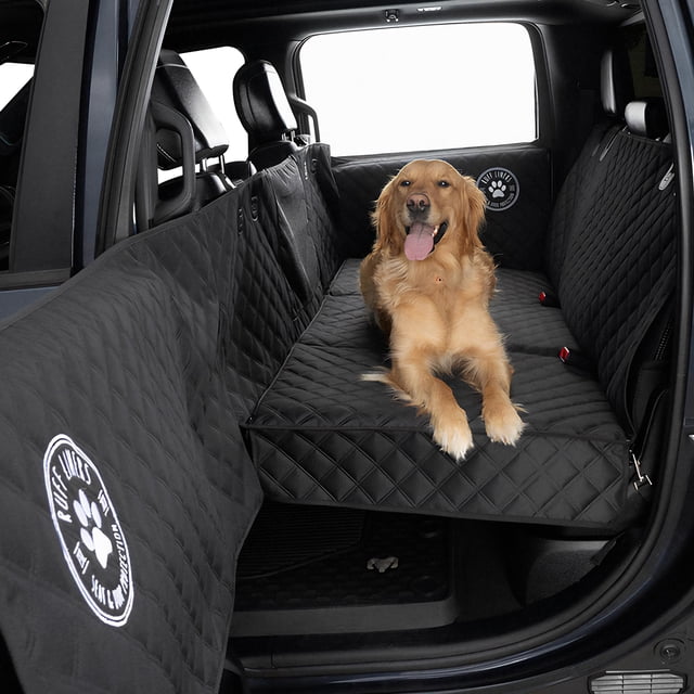 Ruff Liners Extensor de asiento trasero para perros con protección de puerta – Extensor de asiento de fondo duro resistente – Funda impermeable para asiento de coche para perros – Lavable a máquina co