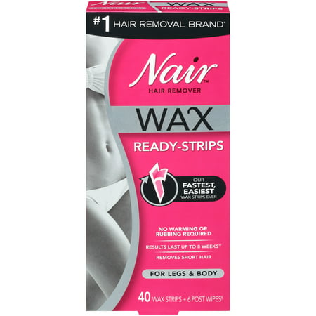 Nair Hair Remover Wax Ready- Strips for Legs & Body, 40