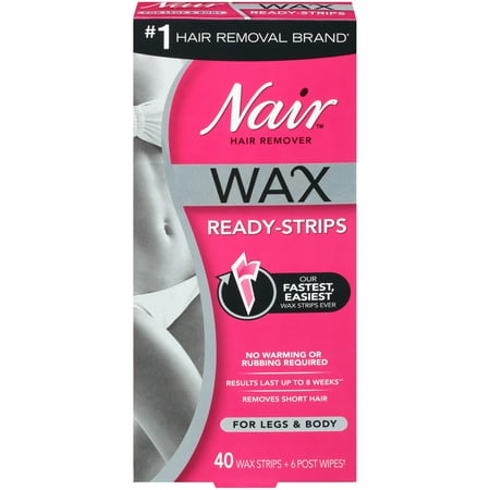 Nair Hair Remover Wax Ready- Strips for Legs & Body, 40 (Best Body Wax For Home)