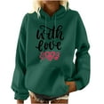 thumbnail image 2 of Baqcunre Womens Tops Love Printed Long Sleeve Solid Hoodie Thick Round Neck Shirt With Pocket(Multi-color M-3XL),Womens Sweatshirt Womens Hoodies Graphic Hoodies Valentine'S Day Shirts For Women, 2 of 5
