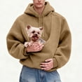 thumbnail image 6 of CIENVNSTG Pet Pouch Hoodies Oversized Sweatshirt Soft Warm​Pet Hoodie Carrier for Cats & Small Dogs Light Brown XL, 6 of 7
