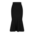 thumbnail image 4 of Ndbuld Womens Skirt Elastic High Waist Long Maxi Skirt Ladies' Solid Color French Fishtail Skirt Fashionable High Waist Mid Length Knitted Hip Hugging Skirt,Black, 4 of 6
