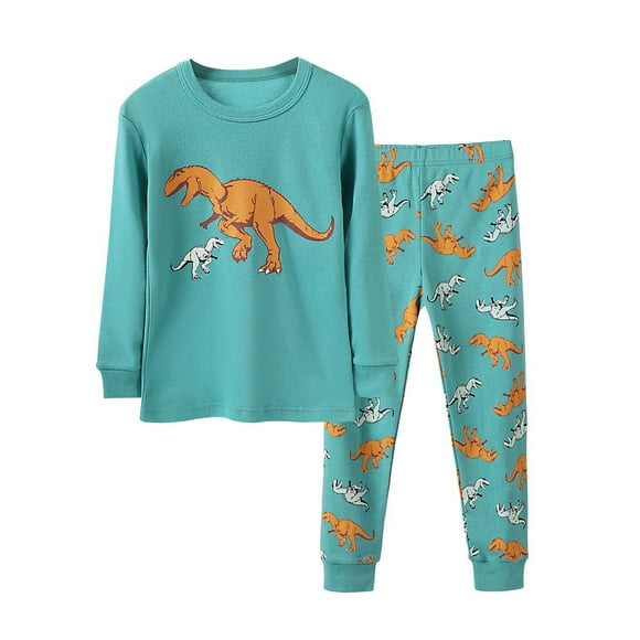 TBWNWG Pyjamas Dinosaure pour Garçons, Pyjamas pour Tout-Petits Garçons Filles Imprimé Mignon Manches Longues Ensemble Haut Pantalon, Taille 12-18 Mois