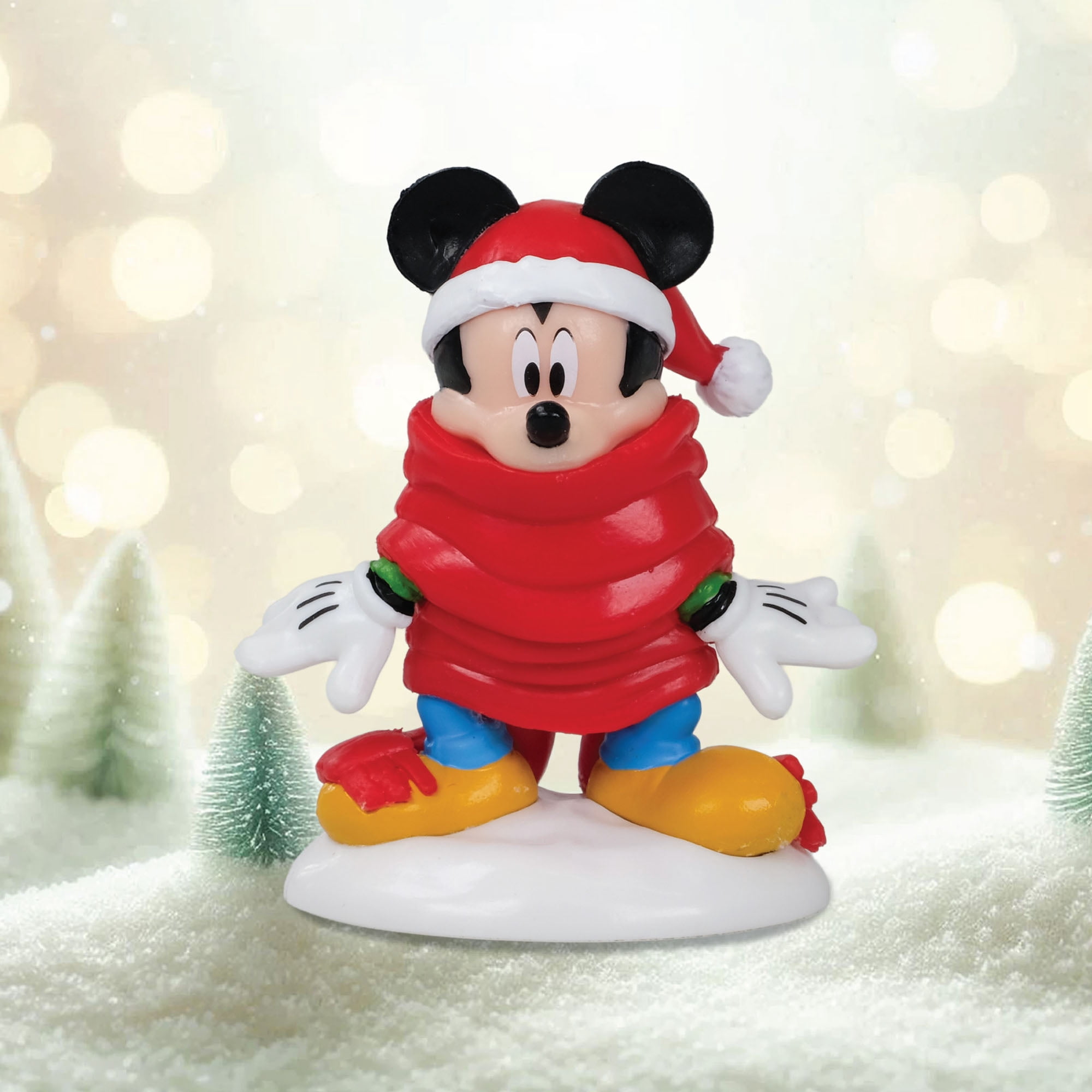 Disney Mickey Mouse Christmas Village Figurine – Santa Hat & Scarf