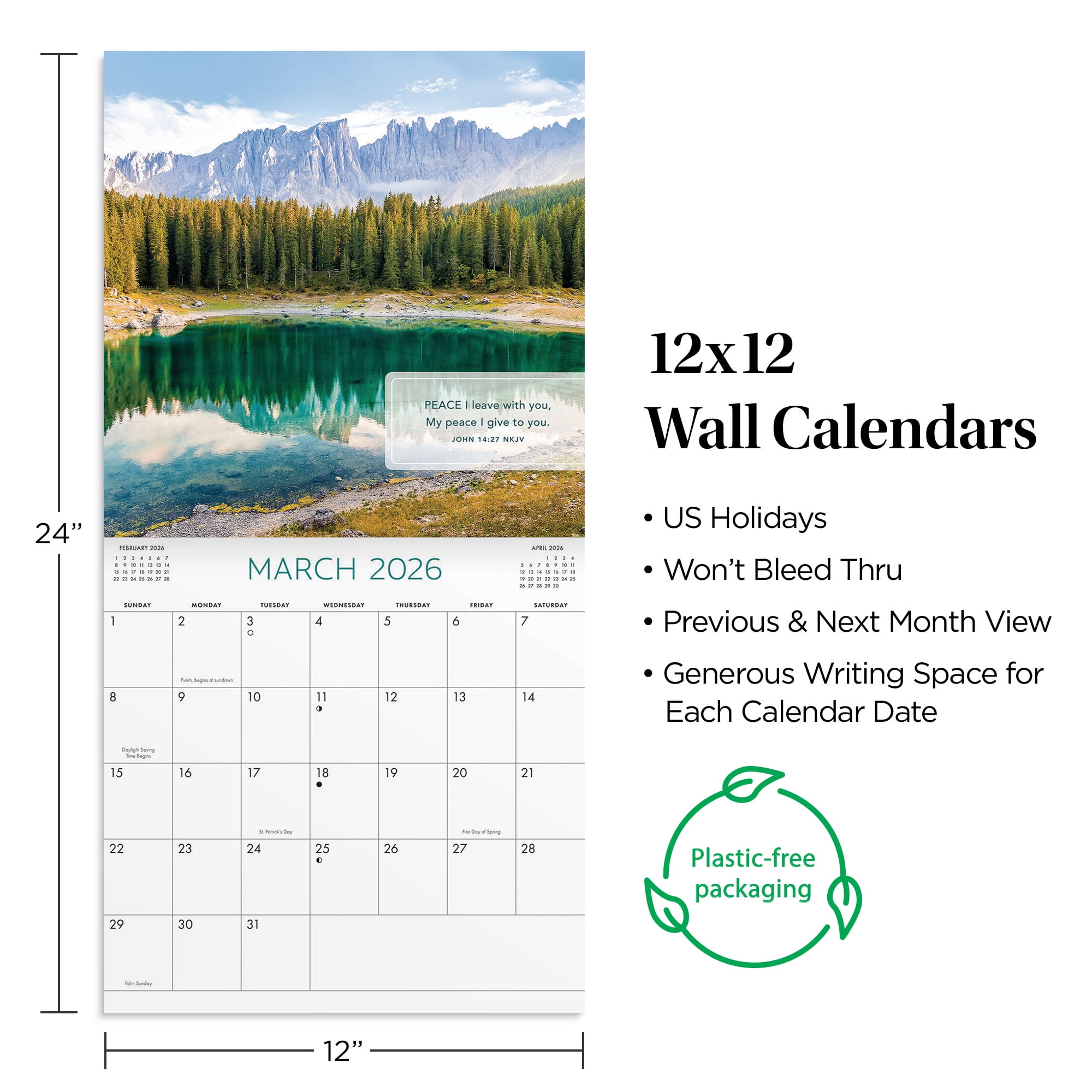 DaySpring Monthly Calendar(12"x12")Bible Vs. Mixed Scrip 12 Mo Jan 2026-Dec 2026