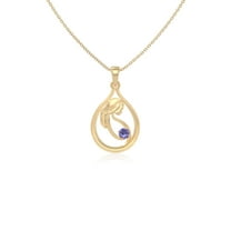 Natural Tanzanite Mom To Be Pendant Necklaces for Women in 18K Yellow Gold Vermeil, December Birthstone Jewelry Gifts for Her Birthday, Anniversary, Graduation, Christmas, Mothers Day, Valentines