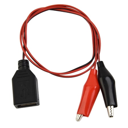Alligator Clip To USB Female Adapter Cable - For DIY Power Supply & Testing Projects