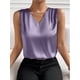 thumbnail image 1 of Xuyuer Women's Casual Fashion Solid Color V-Neck Satin Top, Chic Short Sleeve Blouse for Dinner Dates, Cocktail Parties and Spring Summer Evening Wear, 1 of 7