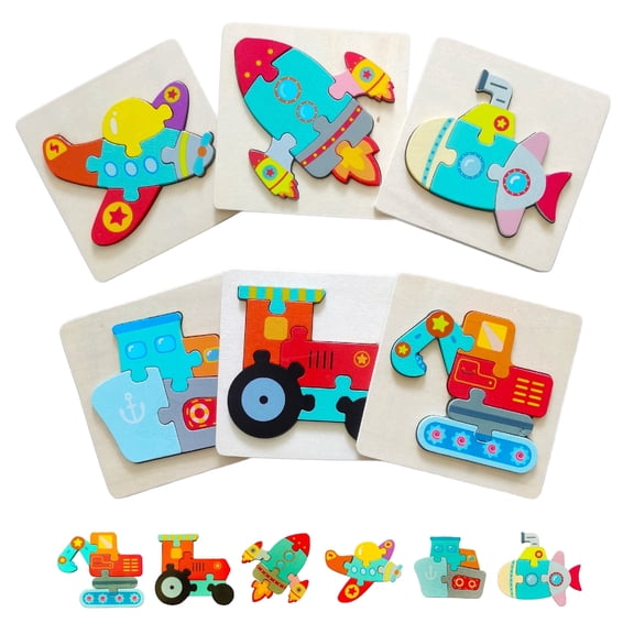 BEACENOV Toddler Puzzles, Set of 6, Wooden Jigsaw Puzzles for 2 3 4 5 Year Old Baby Boys or Girls,Toddlers Gifts, Preschool Learning Educational Toys [ Colors & Shapes Cognitive Skill ]