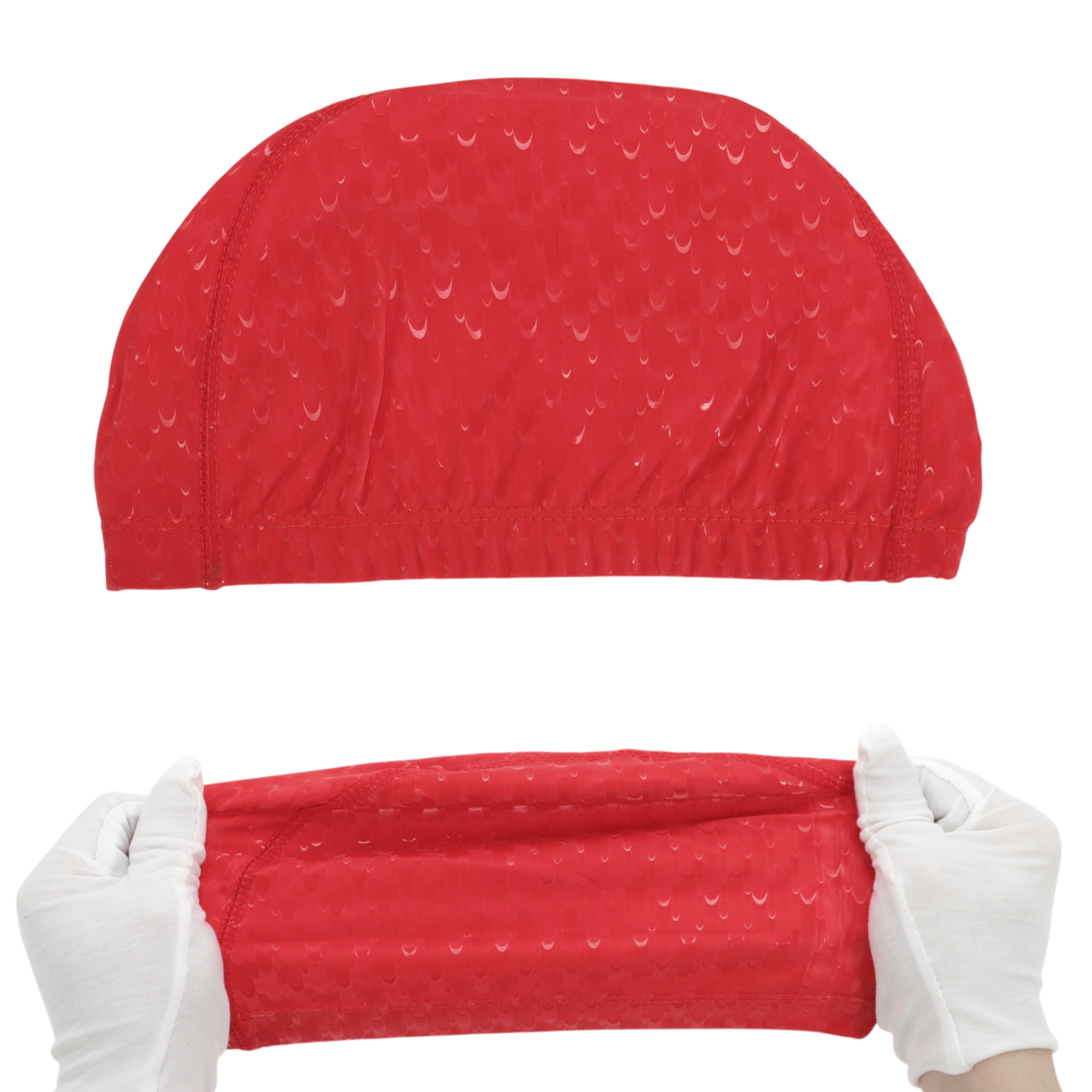 Unique Bargains Pleated Style Swimming Cap 1 Pc Red