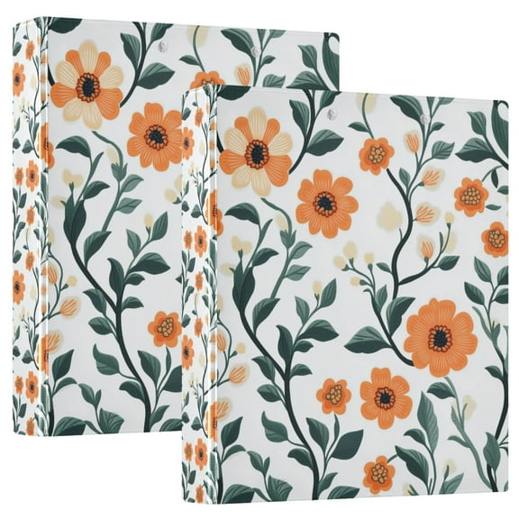 FORMRS 3 Ring Binder 1.5 inch with Pockets Set of 2 Clip Board 200 Sheets Capacity, Flowers Pattern
