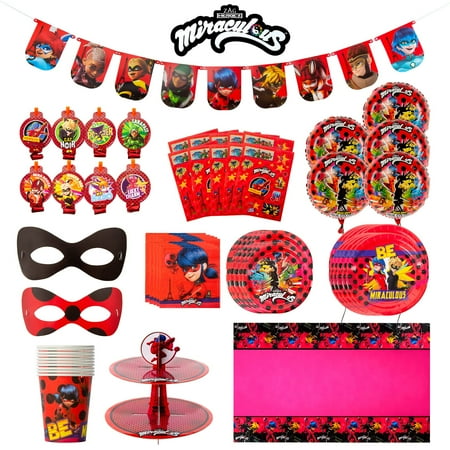 Miraculous Ladybug Party PriNst in a Box Kit - Celebration, Birthday Party, Toddlers- 100 Plus Pieces - Cat Noir - Party Supplies - Officially Licensed (Complete Kit)