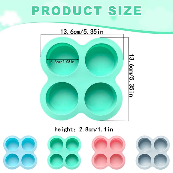 4-Cavity Cylinder Silicone Cake Mold - Non-Stick Baking Tray for Cakes, Desserts, and Ice Molds - Light Blue