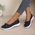thumbnail image 4 of BOERTEU Women Breathable Knit Flat Walking Shoes, Bow Decor Slip On Casual Loafers, Lightweight Non Slip Platform Daily Sneakers, 4 of 6