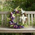 thumbnail image 4 of XQWJWLA Easter Wreath with Cross, Dove and Flower, 16" Irises & Tulips Spring Easter Wreaths for Front Door, Easter Garland Farmhouse Indoor Outdoor Wall Window Hanging Decorations, 4 of 5