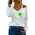 thumbnail image 3 of Guluxicc St. Patrick's Day Shirts for Women Clover Graphic Tees Shamrock Printed Tunic Tops Casual Off Shoulder Long Sleeve T-Shirt, M, 3 of 5