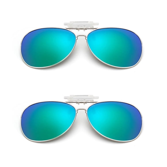 TOP-MAX Polarized Lens Sunglasses Clip, Polarized Vision Sunglasses Clip, for Men and Women Fashion (2pcs, Blue Green)