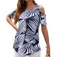 thumbnail image 4 of Hibeli Women Floral Paisley Print Summer T Shirts Cold Shoulder Tunic Top Blouse, 4 of 7