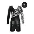 thumbnail image 5 of Hansber Kids Girls Gymnastics Outfits Shiny Metallic Leotards with Shorts 3pcs Set Dance Performance Black 6, 5 of 5