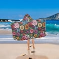 thumbnail image 2 of Yayeee Kids Hooded Towel with Hand Pockets Beach Soft Absorbent Bath Wrap 50 x 23.5 inch, Vibrant Flowers Pattern, 2 of 5