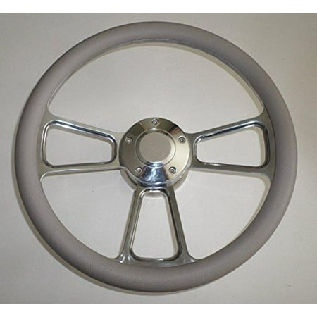 - GRAY Half Wrap 14 BILLET Steering wheel kit with Hub adaptor & Horn Button NEW