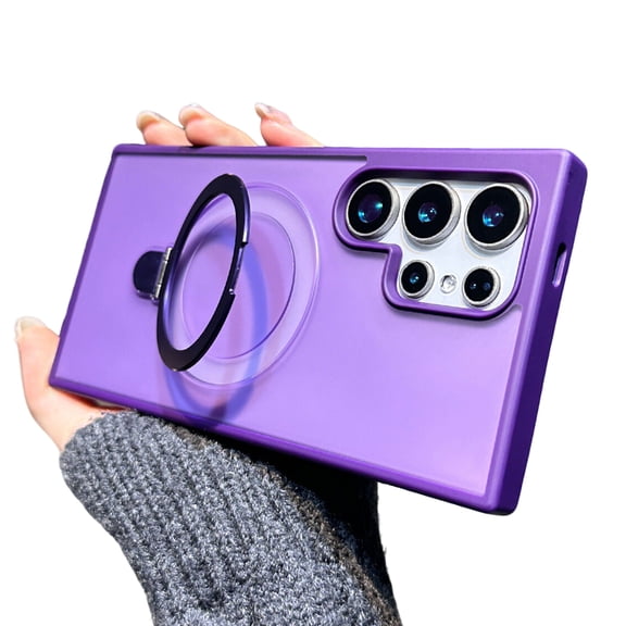 Allytechgroup for Samsung Galaxy S26 Ultra Case with Kickstand Ring Holder, Matte Translucent Anti-Scratch Shockproof Bumper Phone Case Cover for Women Men, Purple