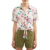 Juniors' Front Button Up Tie Knot Top