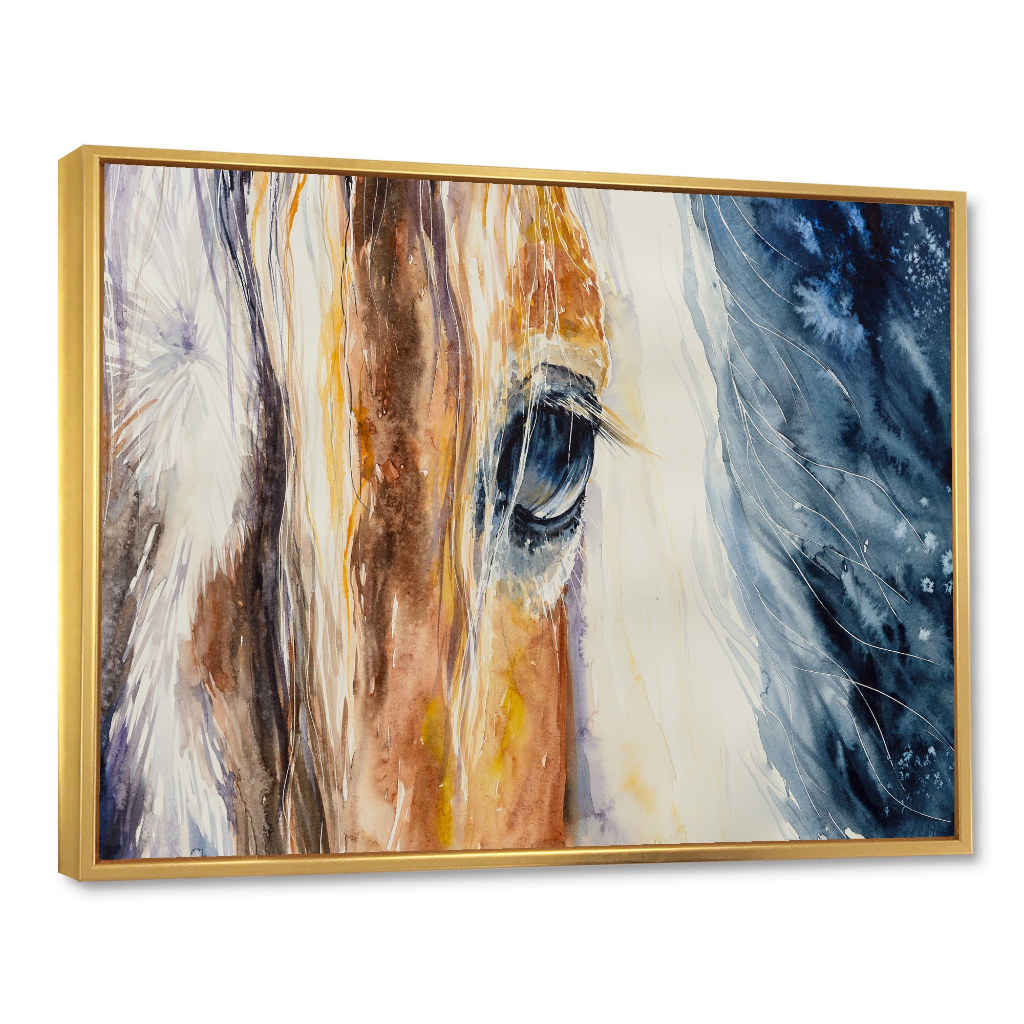 Designart 'Abstract Close-Up of A Beautiful Horses Eye I' Farmhouse Framed Canvas Wall Art Print