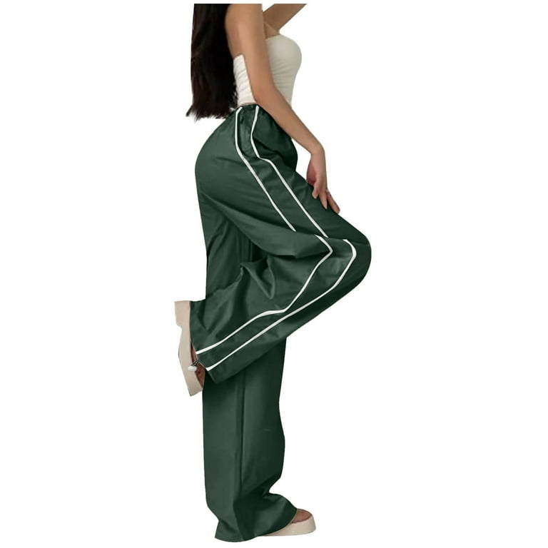 HUPOM Dress Pants Women Pants Trousers Mid Waist Rise Short Flare-Leg Green  L 